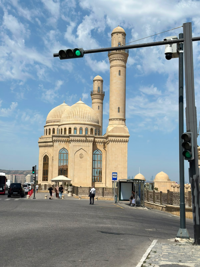 Bibi-Heybat Mosque with its domes and minarets in Baku, Azerbaijan
