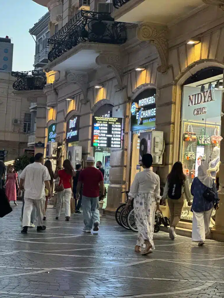 Money Shop currency exchange office at Nizami Street in Baku